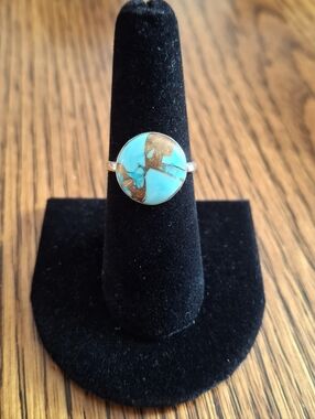 Ring Mint Dahlia Round Stone Sterling Silver Size 6.5